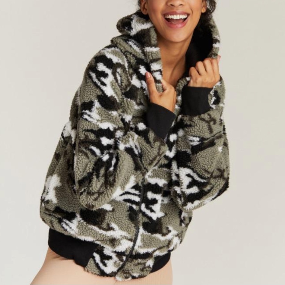 19. Strut This Abby Jacket Camo Sherpa